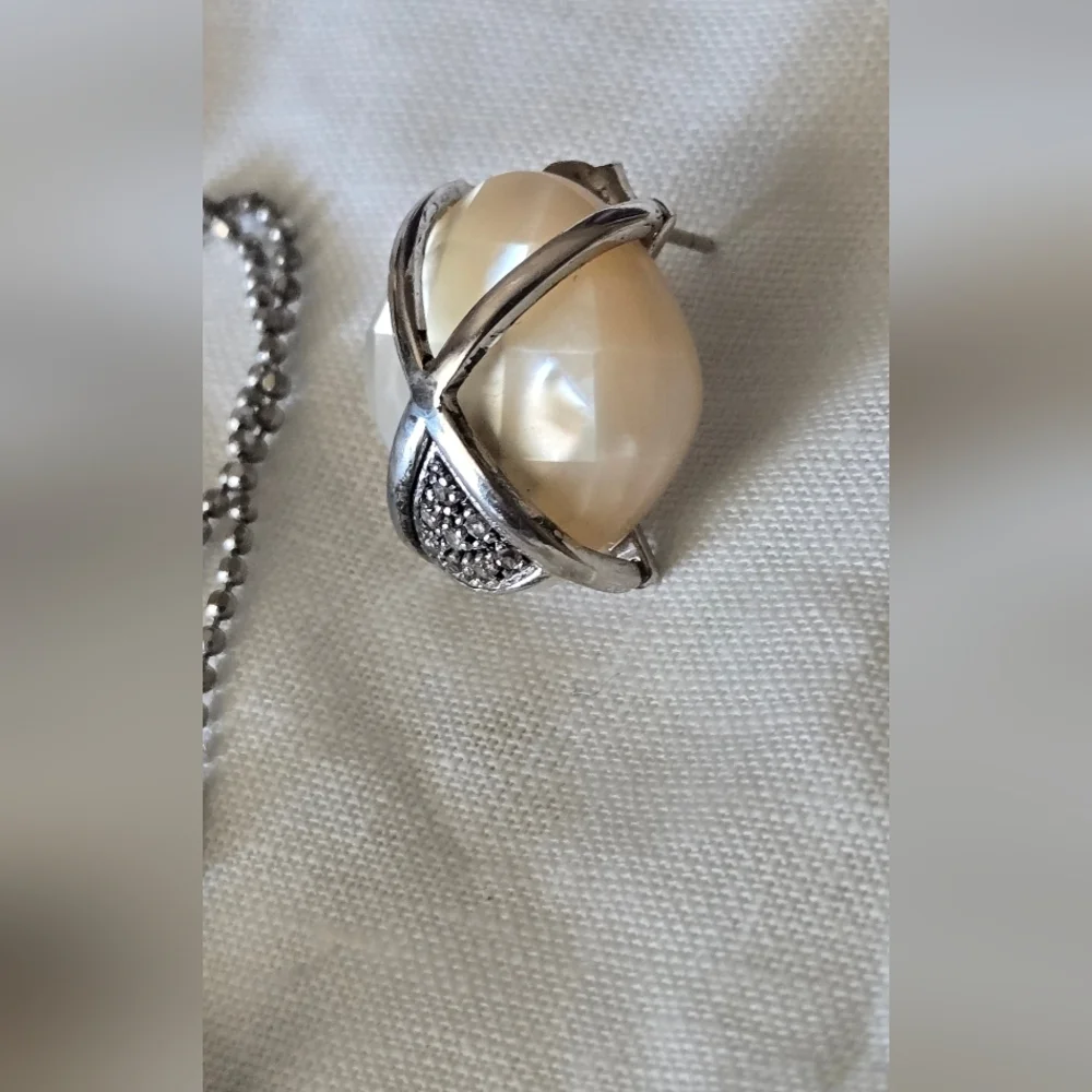 Earrings Neclace Set Mother Pearl 925 Sterling